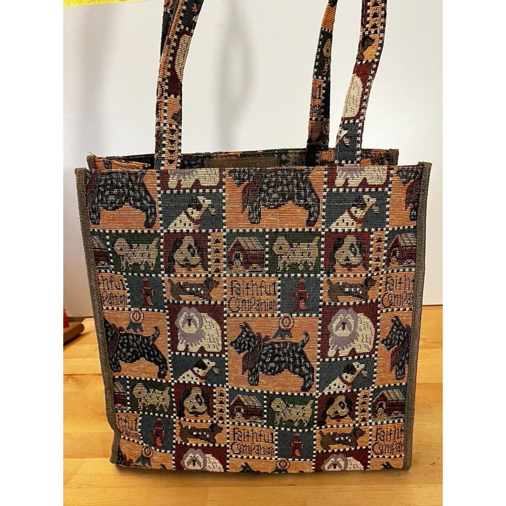 Faithful Companion Dog Tapestry Dog Canine Scotty Tote Bag/Purse Top Zip